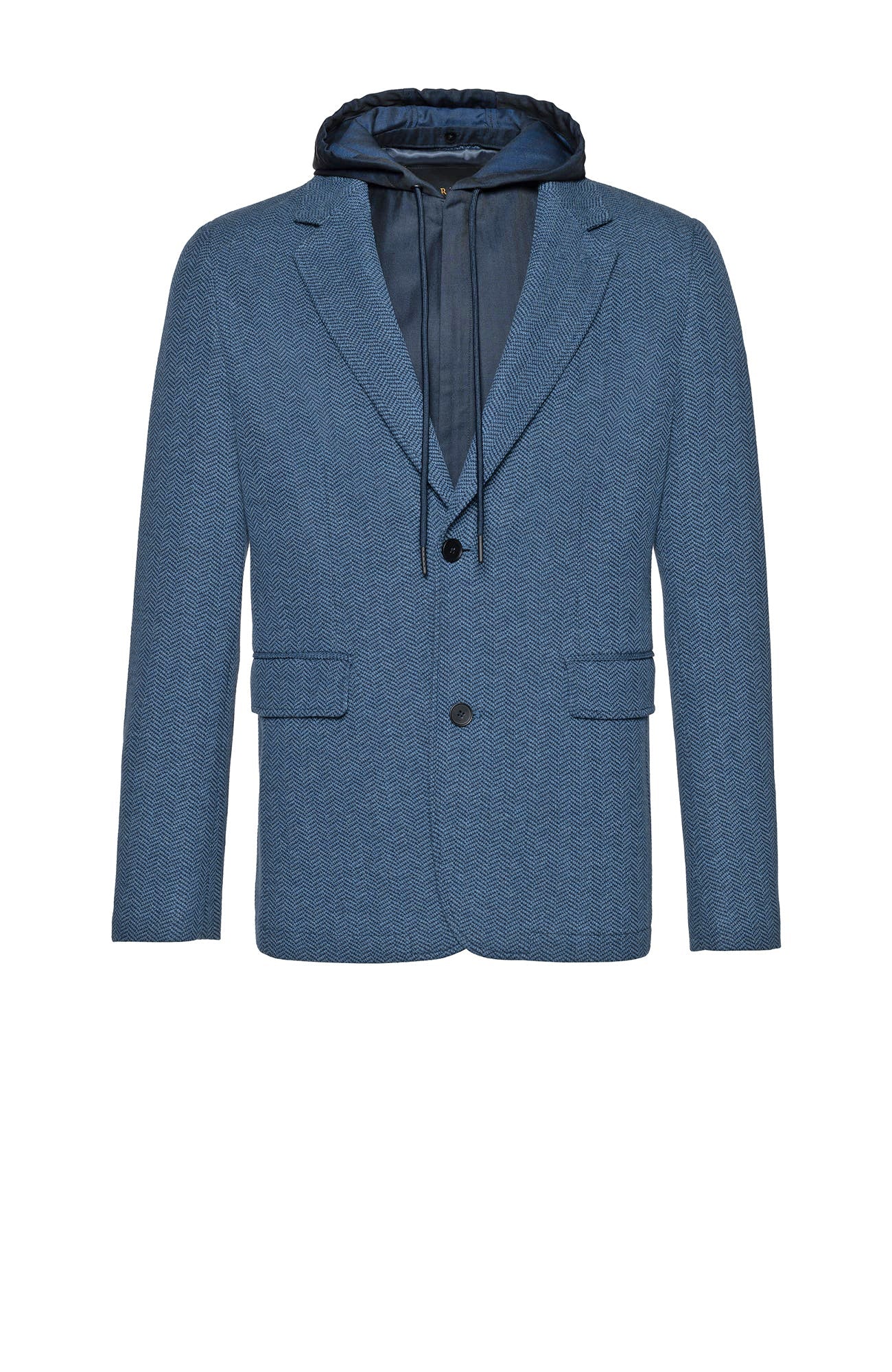 Brandon Blue Herringbone Hooded Sports Jacket