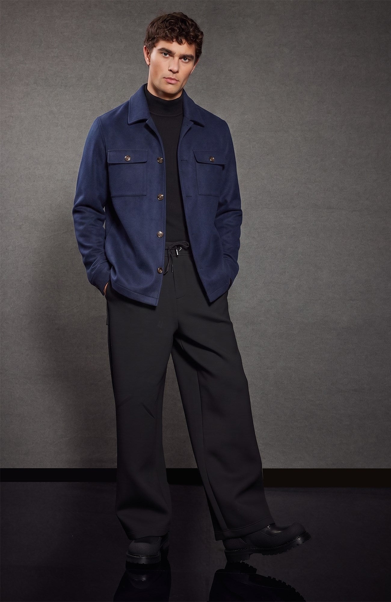 Bryce Navy Cashmere Shirt Jacket