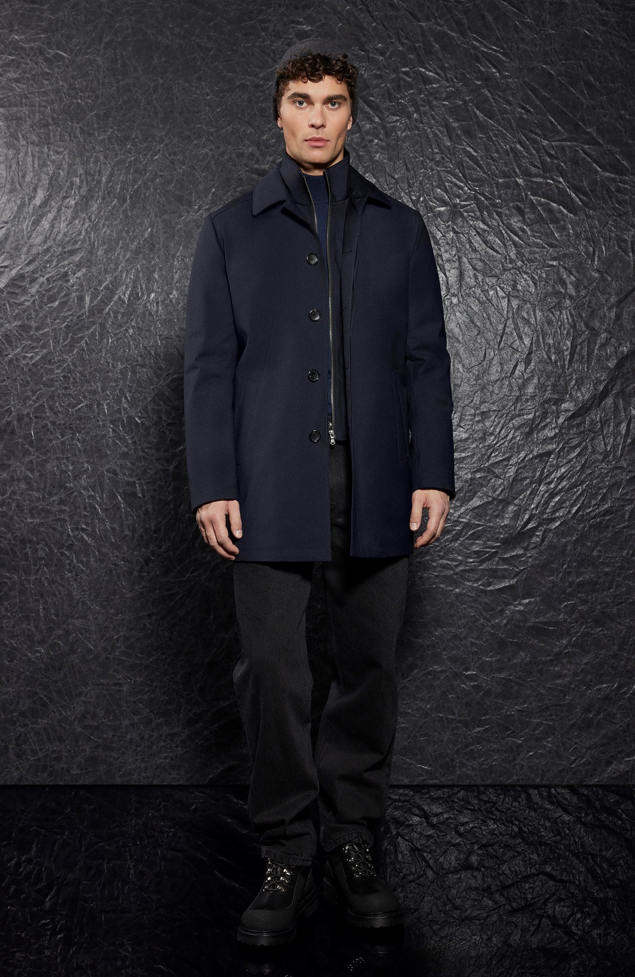 Samson Navy Wool City Coat