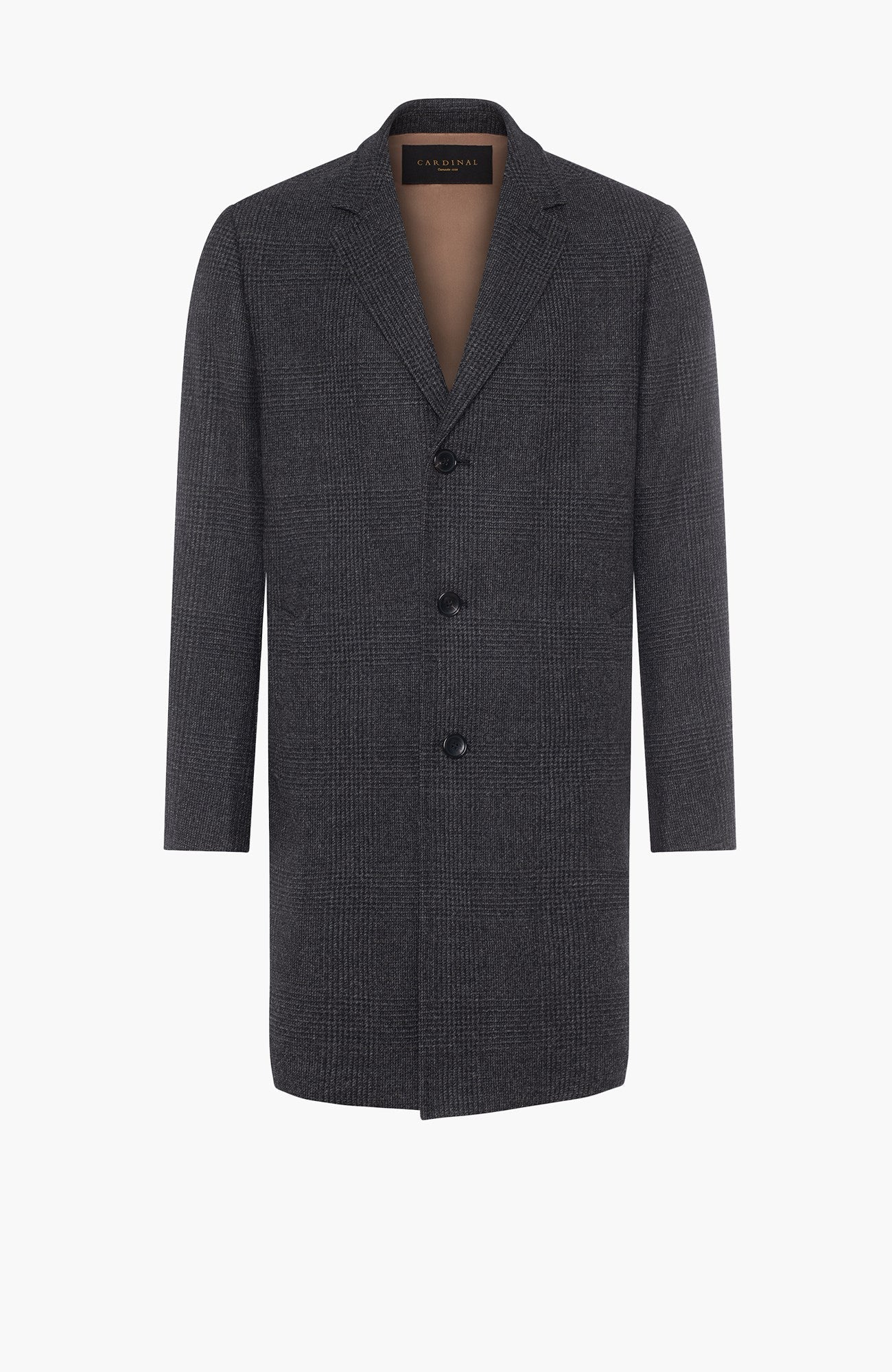 Stedwell Charcoal Plaid Wool Topcoat - MENS - Cardinal of Canada-US-Stedwell Charcoal Plaid Wool Topcoat
