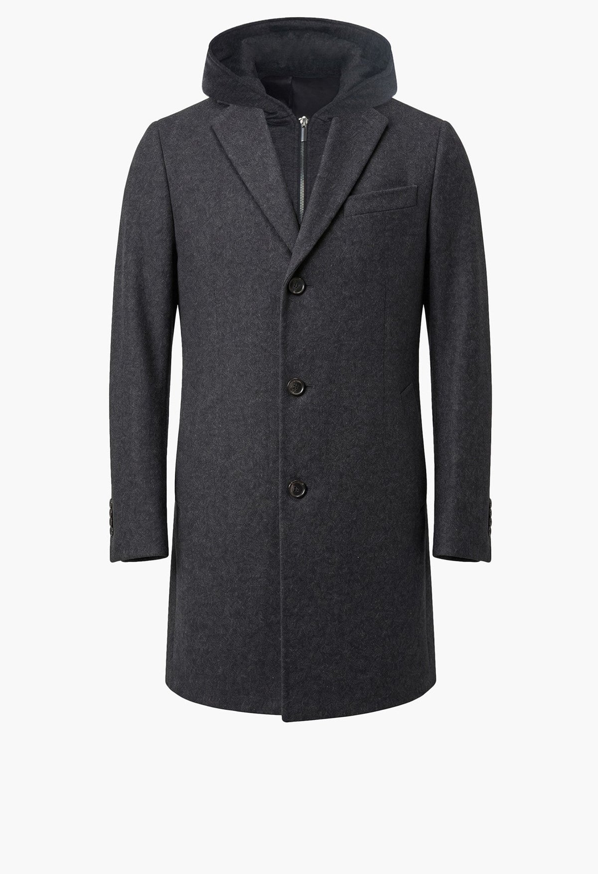 Titan Charcoal Wool & Cashmere Topcoat - MENS - Cardinal of Canada-US-Titan Charcoal Wool & Cashmere Topcoat