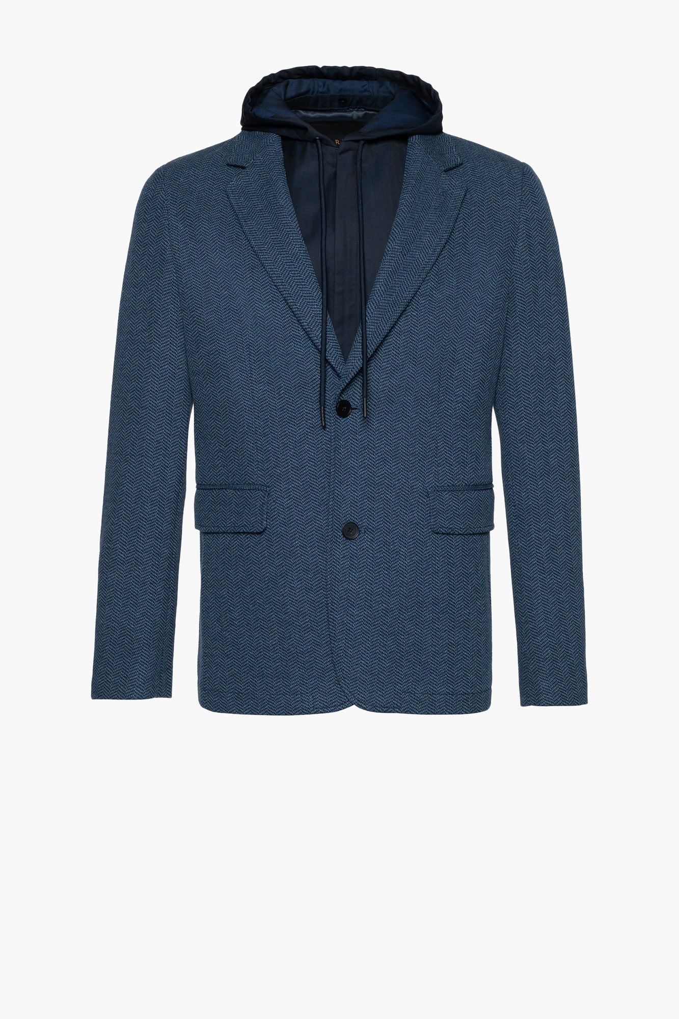 Brandon Blue Herringbone Hooded Sports Jacket