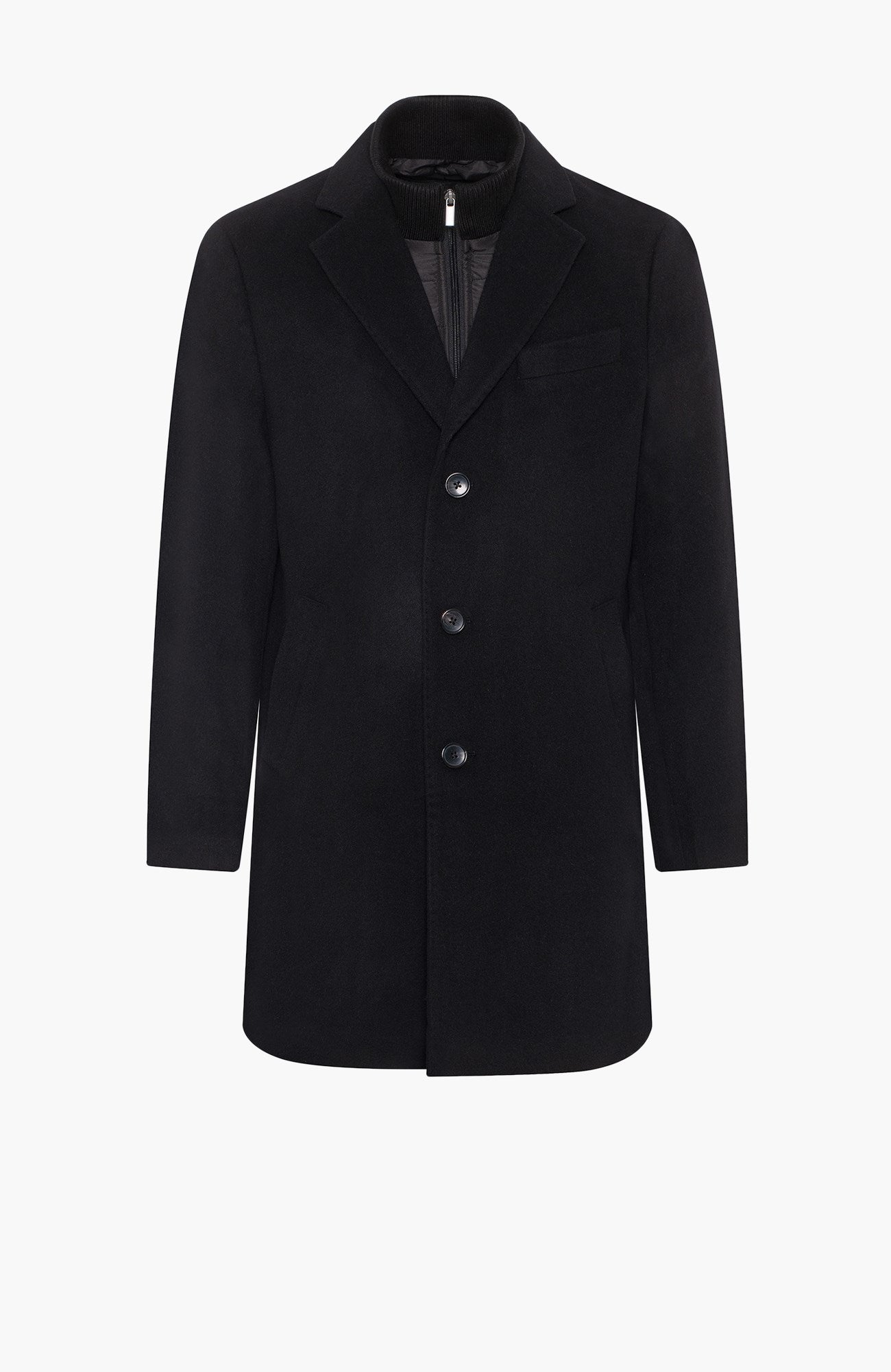 LeClaire Black Wool & Cashmere Topcoat