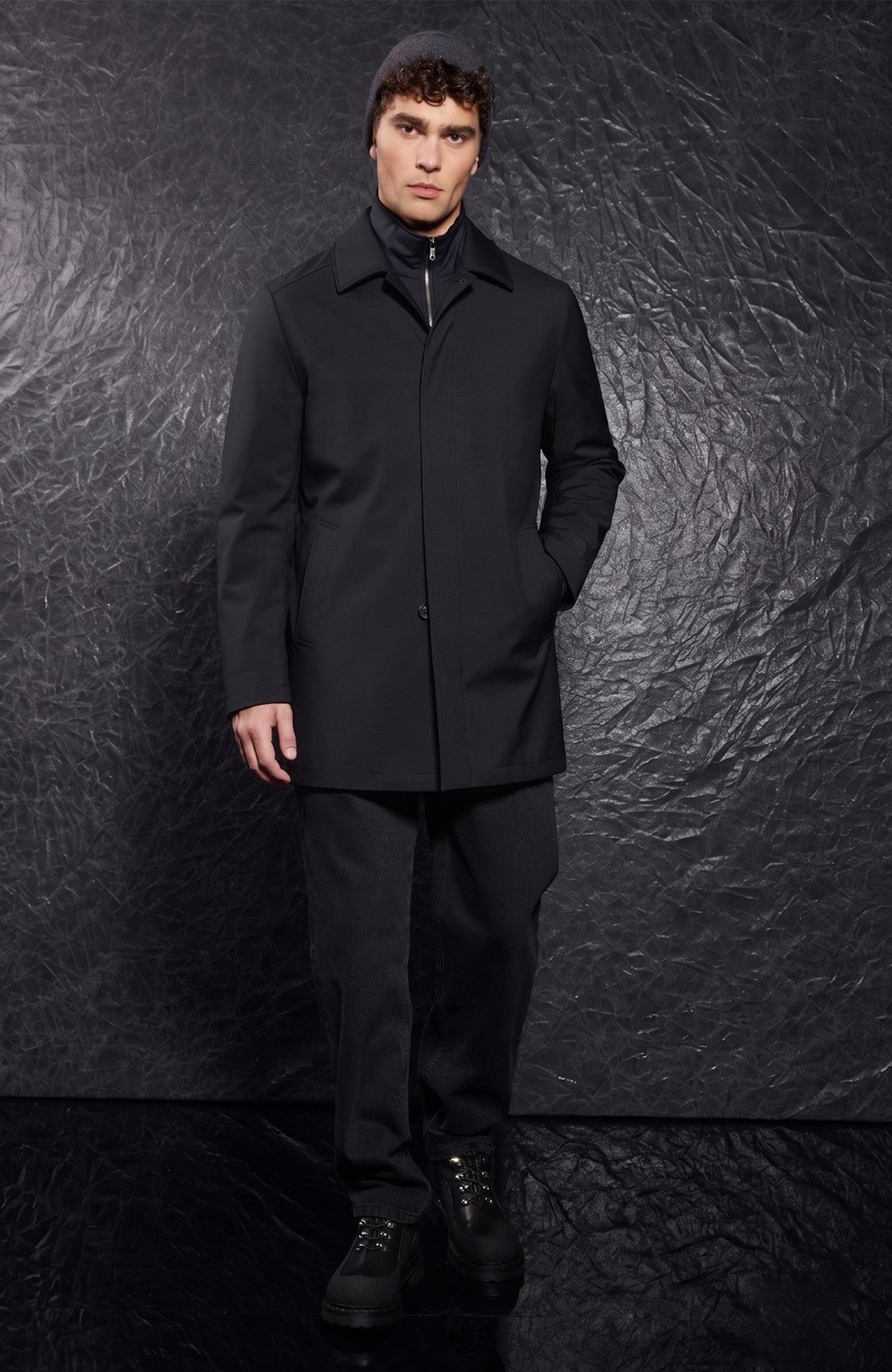 Samson Black Wool City Coat