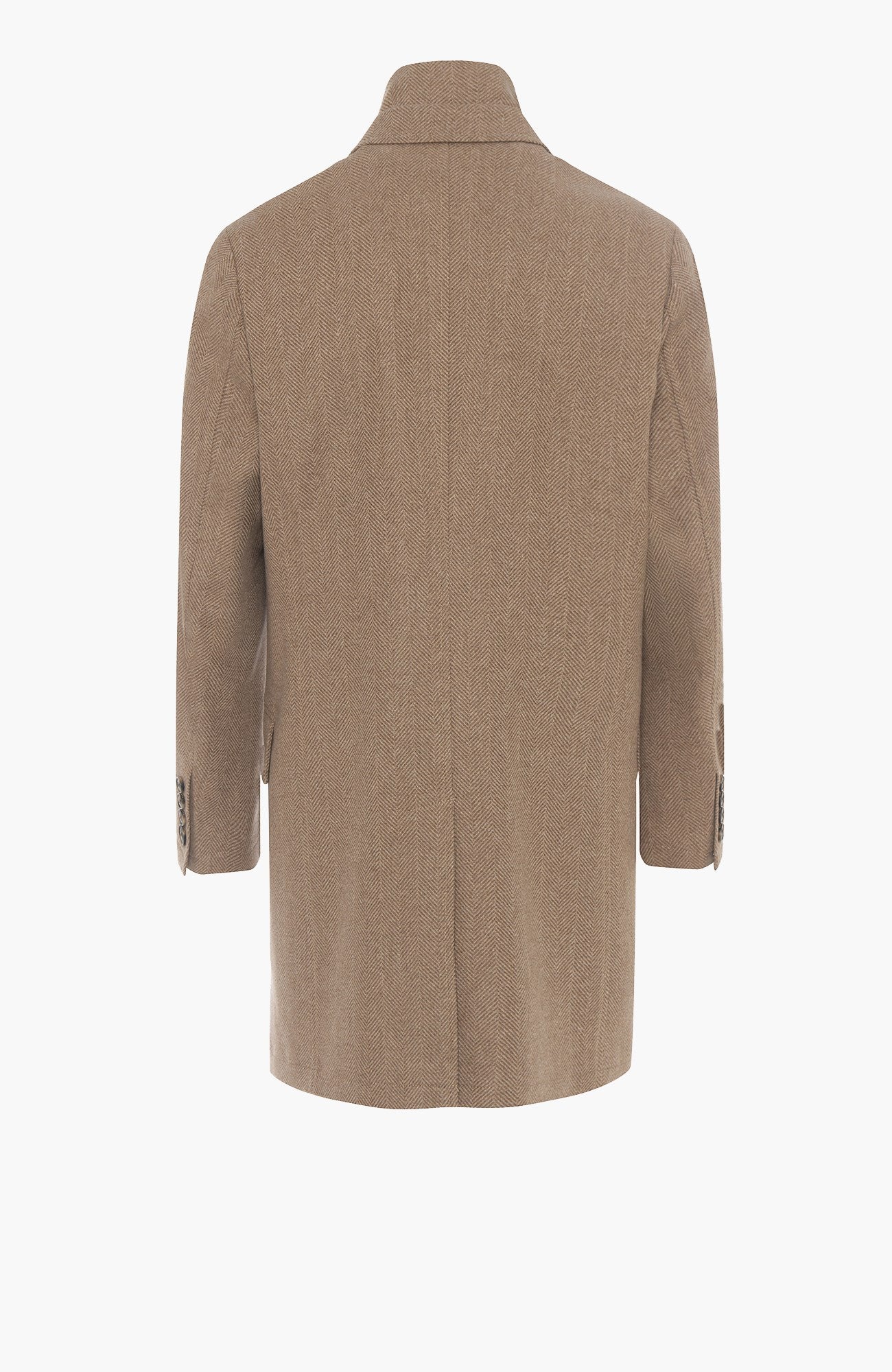 Steele Camel Heringbone Wool Topcoat