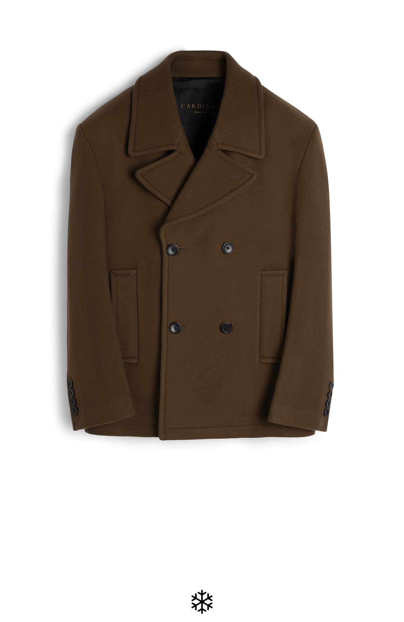 CARRARA WOOL & CASHMERE PEACOAT - MENS - Cardinal of Canada - US - CARRARA KHAKI WOOL & CASHMERE PEACOAT with 30 inch length