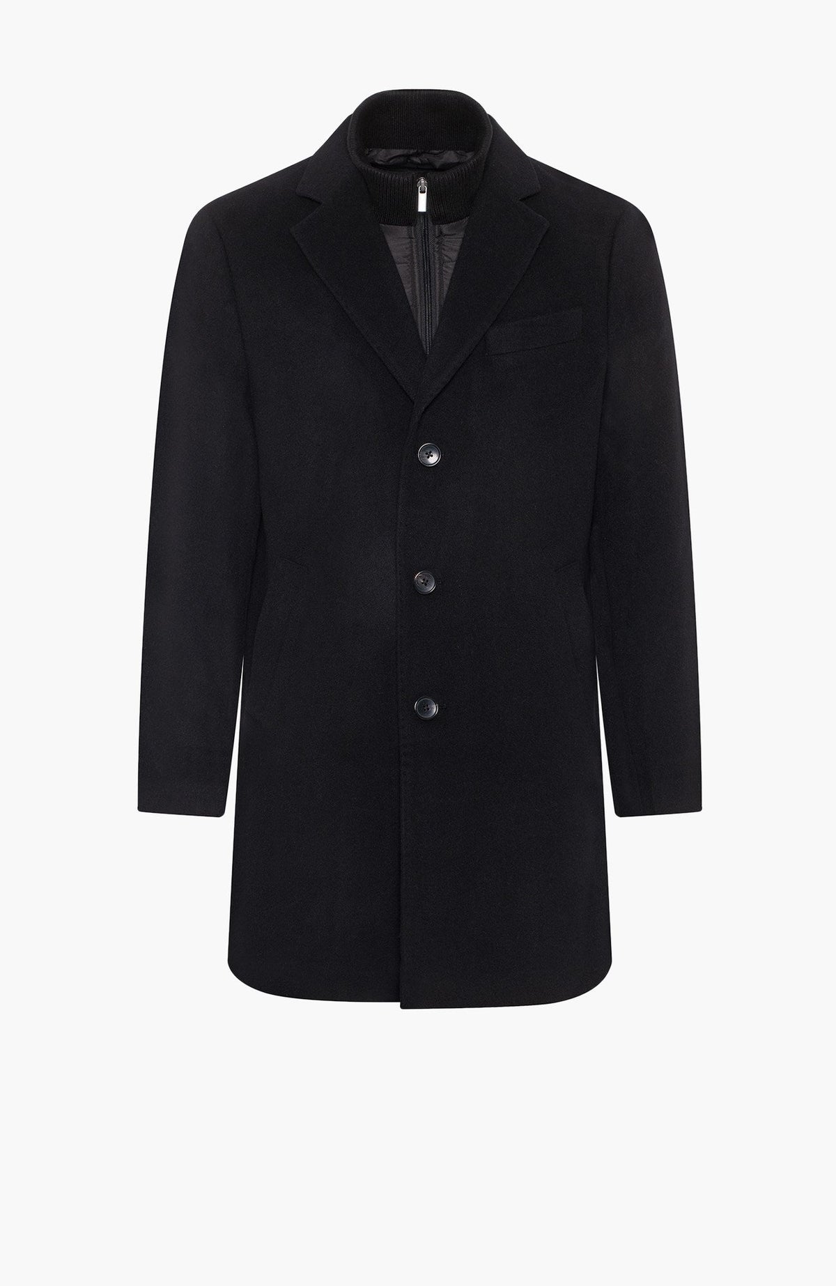 LeClaire Black Wool & Cashmere Topcoat - MENS - Cardinal of Canada-US-LeClaire Black Wool & Cashmere Topcoat