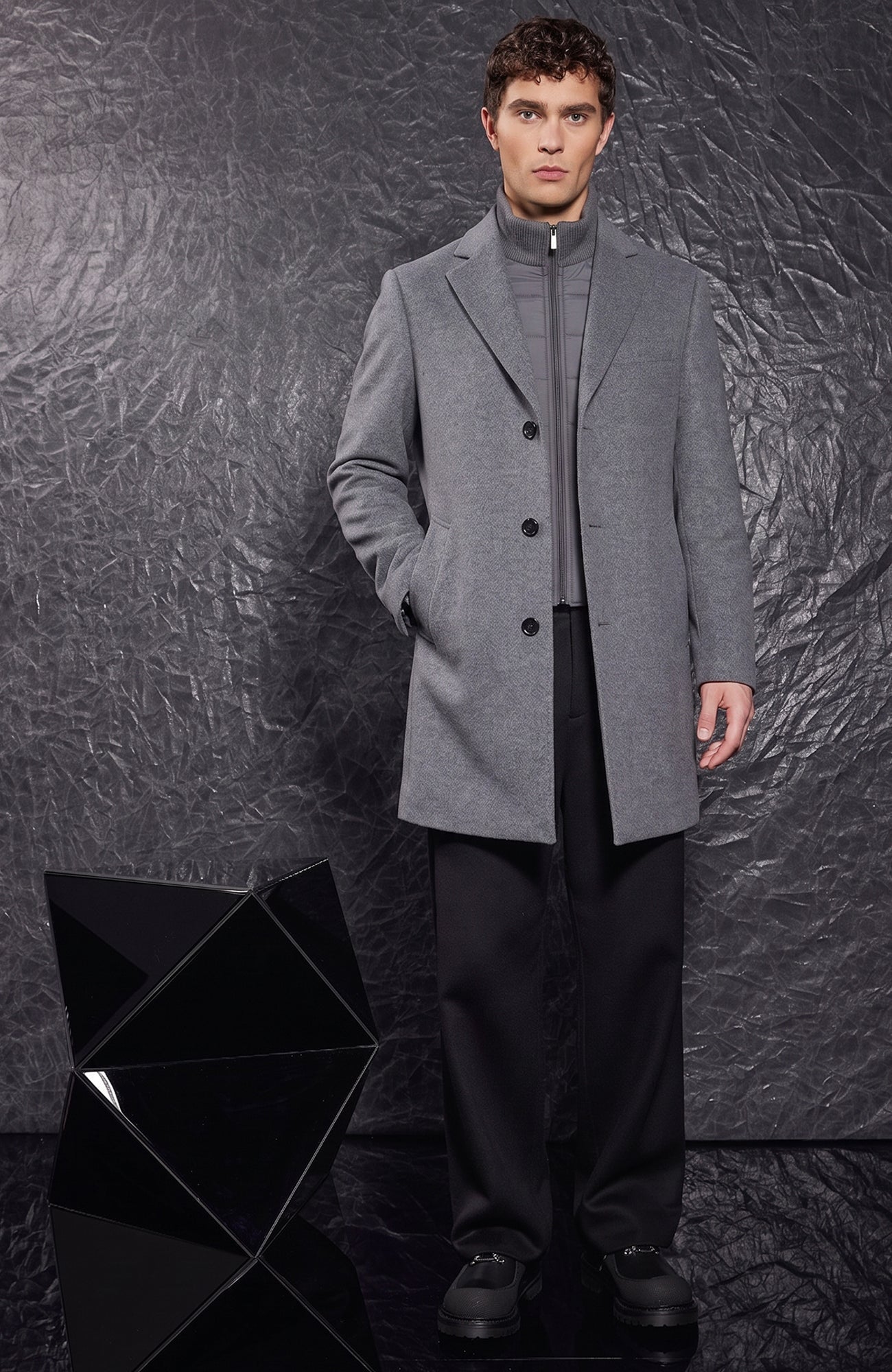 LeClaire Grey Wool & Cashmere Topcoat - MENS - Cardinal of Canada-US-LeClaire Grey Wool & Cashmere Topcoat