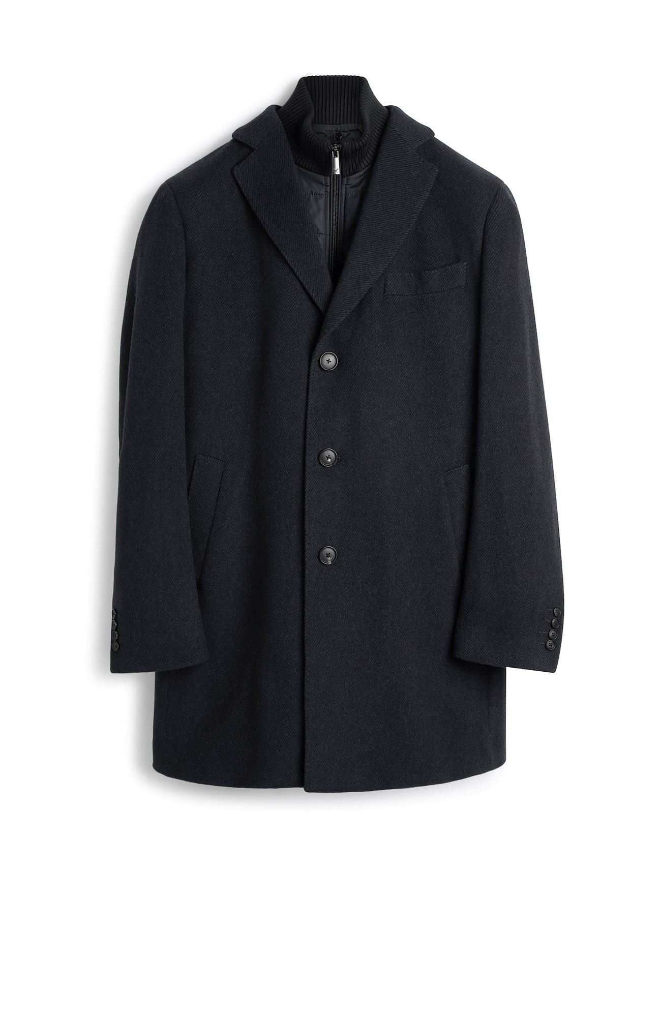 LECLAIRE WOOL & CASHMERE CHARCOAL TWILL CAR COAT - MENS - Cardinal of Canada - US - LECLAIRE NAVY TWILL WOOL & CASHMERE CAR COAT 35 INCH LENGTH