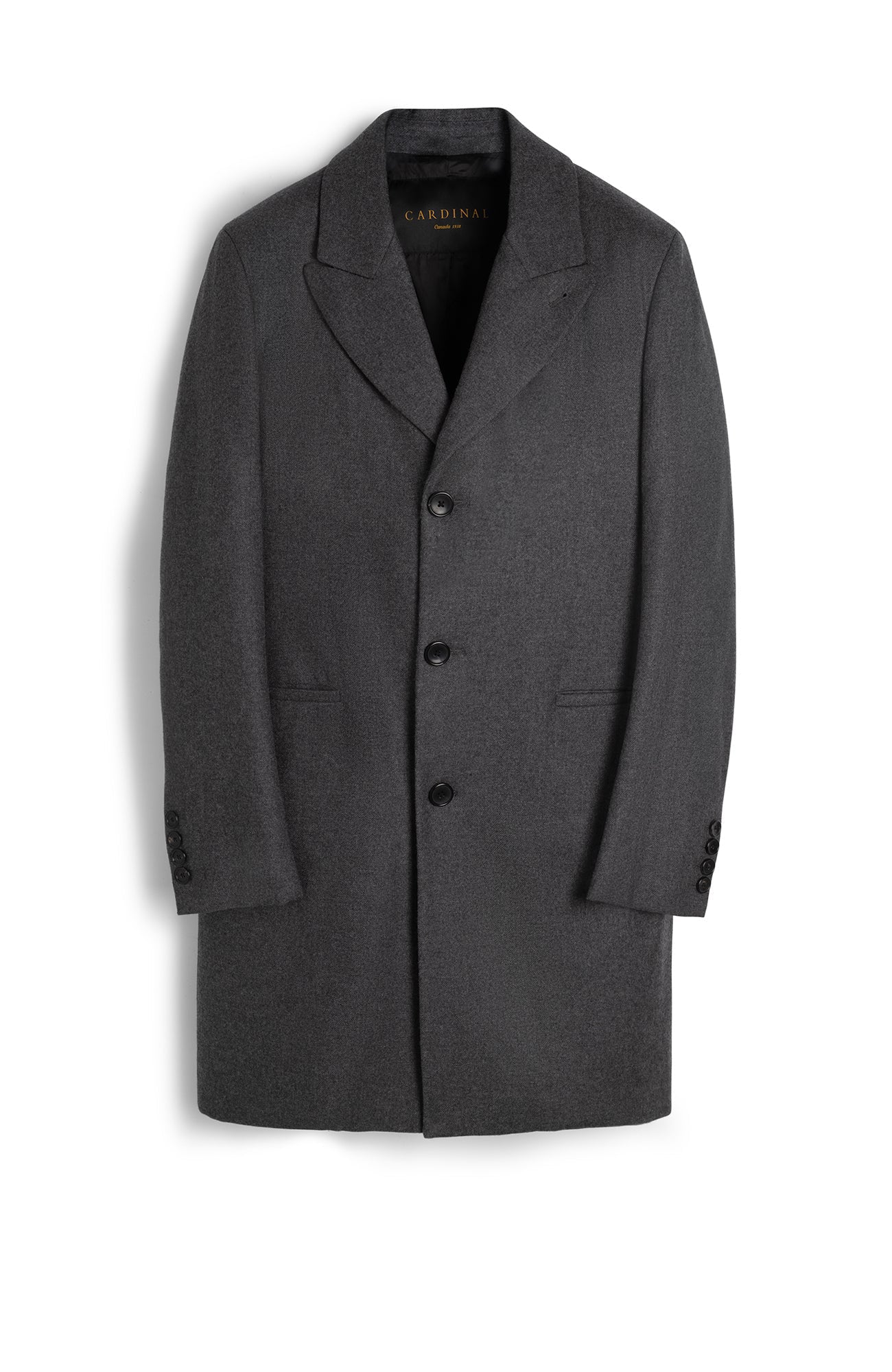 LIMITED EDITION: GRAPHITE WOOL & CASHMERE TOPCOAT - MENS - Cardinal of Canada - US - LIMITED EDITION: GRAPHITE WOOL & CASHMERE TOPCOAT