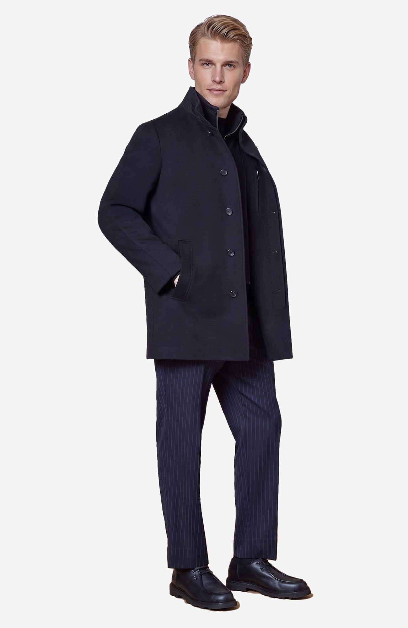 Mont - Royal Black Wool & Cashmere Car Coat - Cardinal of Canada - US - Mont - Royal Black Wool & Cashmere Car Coat