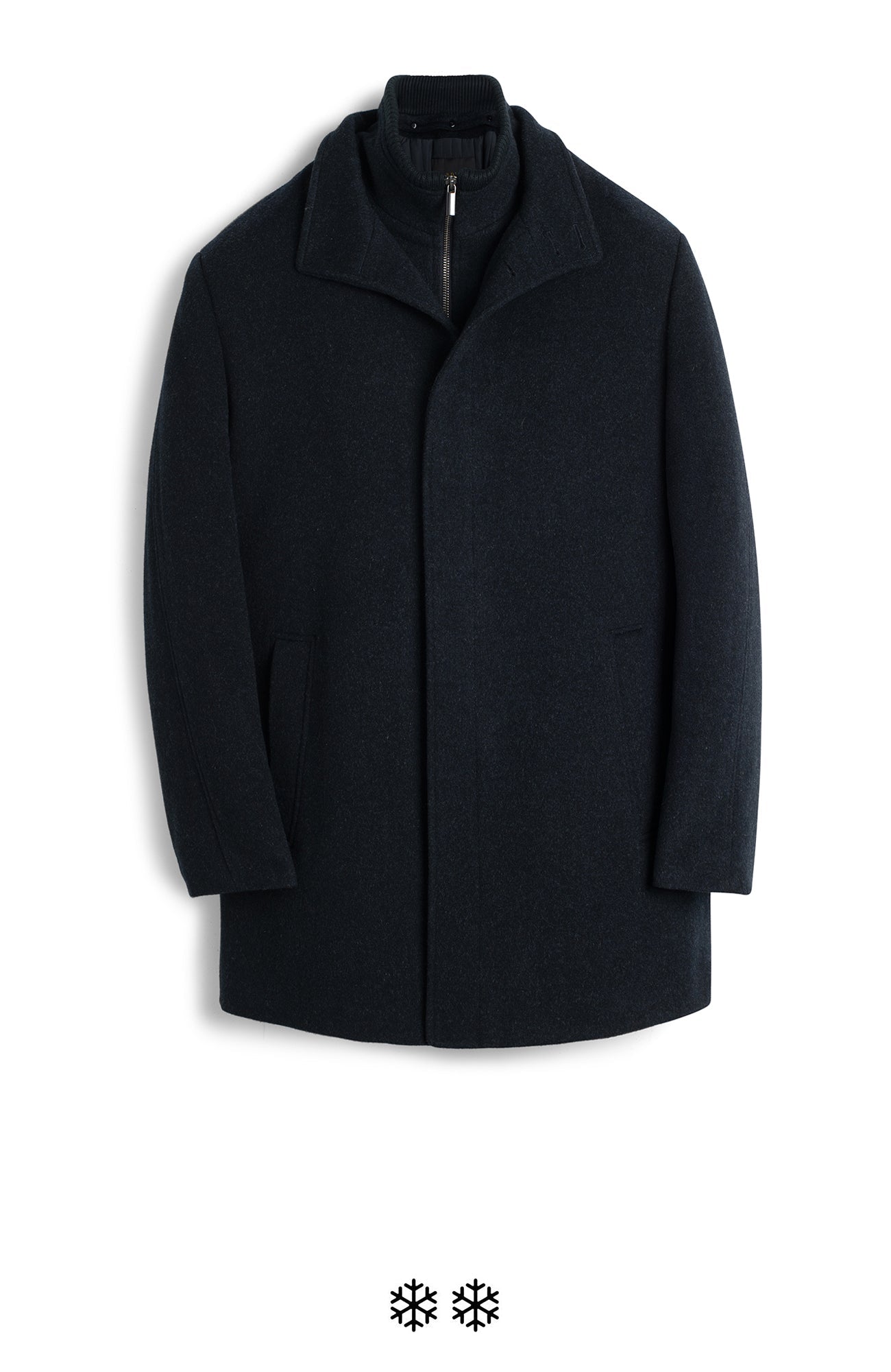 MONT-ROYAL NAVY MELANGE WOOL & CASHMERE CAR COAT - Cardinal of Canada-US-Mont-Royal - navy melange wool and cashmere topcoat 34 inch length