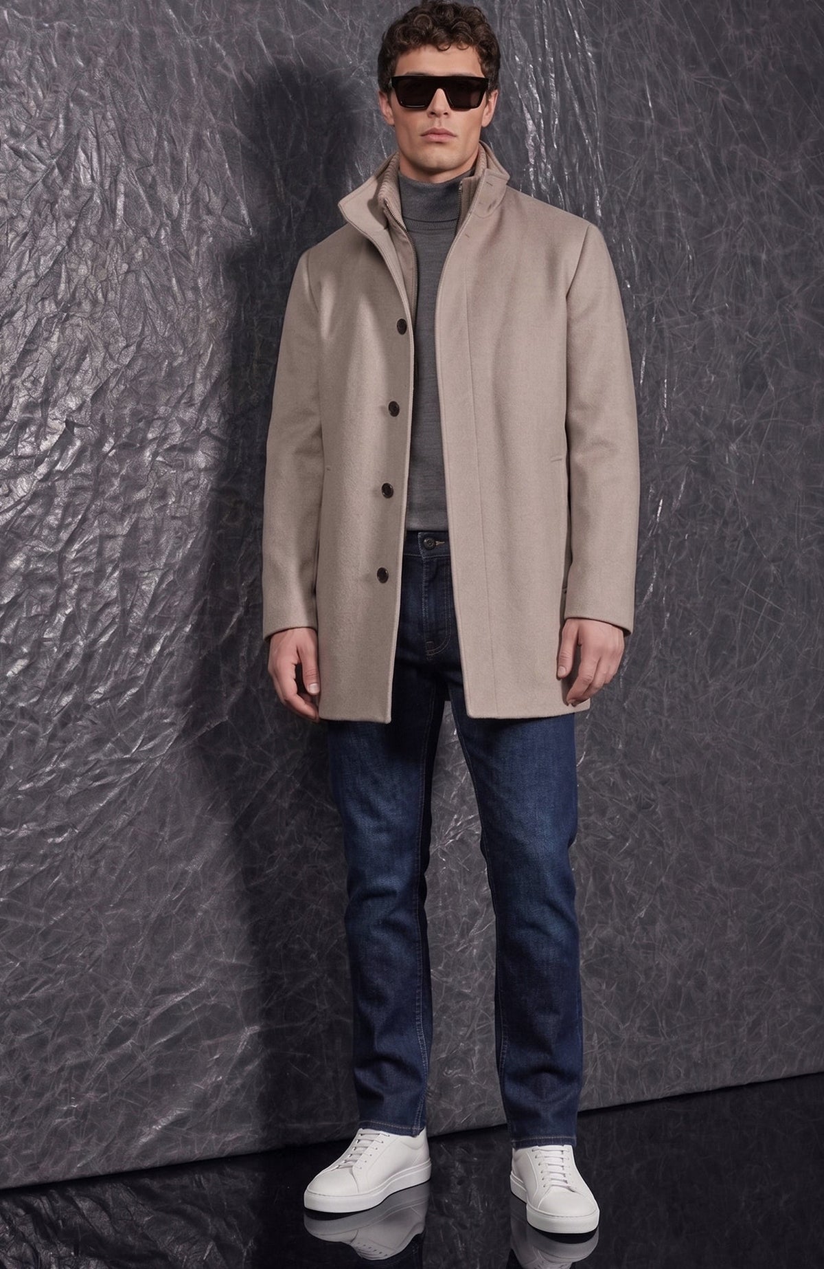 Mont-Royal Taupe Wool & Cashmere Car Coat - MENS - Cardinal of Canada-US-Mont-Royal Taupe Wool & Cashmere Car Coat