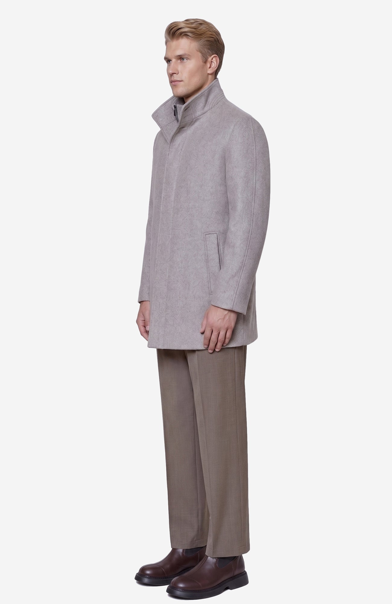 Mont - Royal Taupe Wool & Cashmere Car Coat - MENS - Cardinal of Canada - US - Mont - Royal Taupe Wool & Cashmere Car Coat