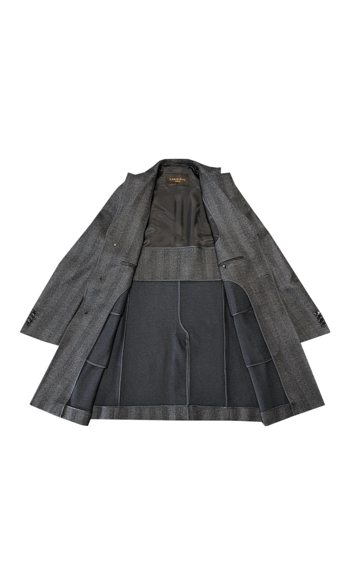 Stedwell Charcoal Herringbone Wool Topcoat - MENS - Cardinal of Canada - US - Stedwell Charcoal Herringbone Wool Topcoat