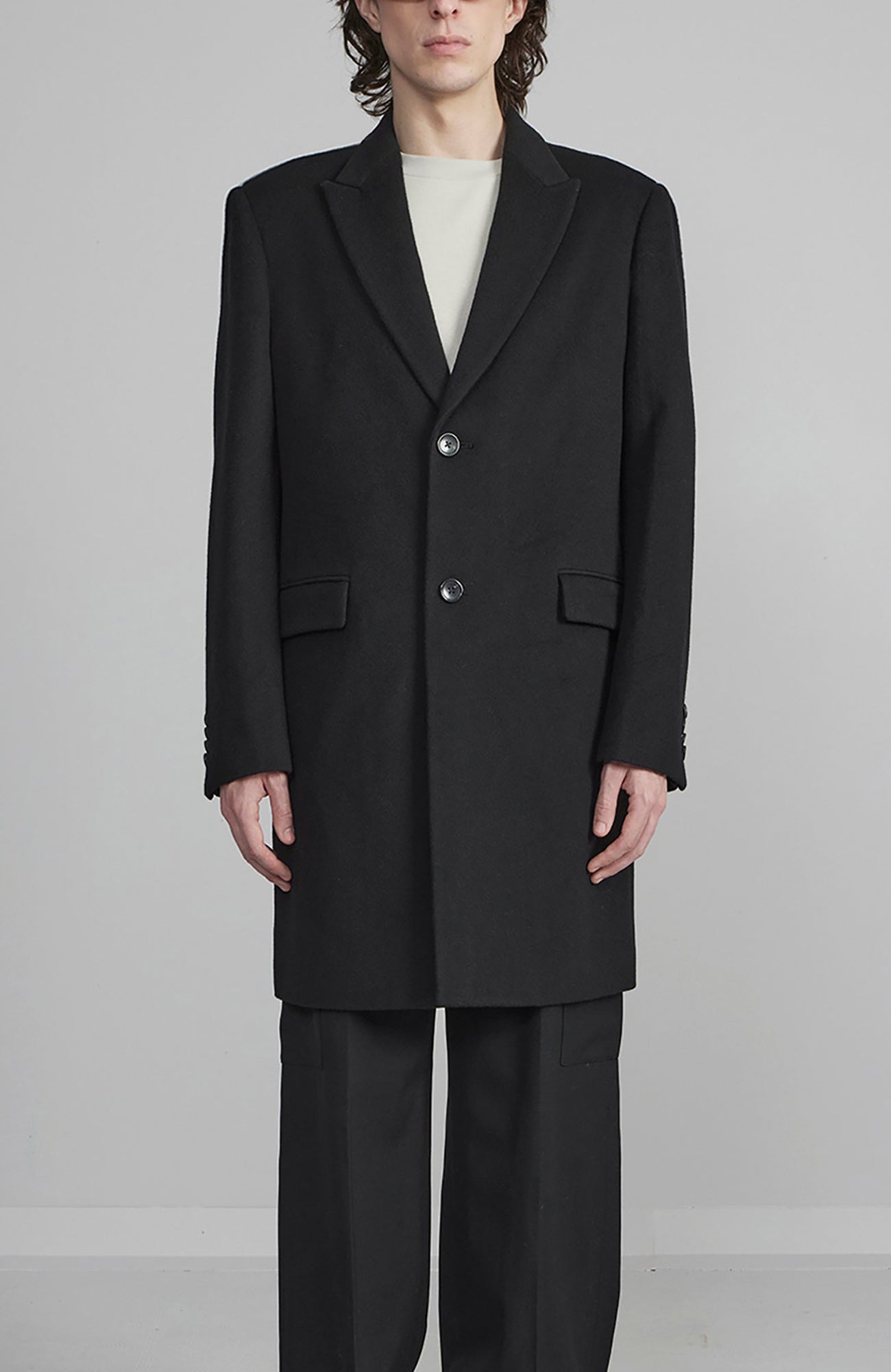 SUTTON BLACK WOOL OVERCOAT - MENS - Cardinal of Canada - US - SUTTON BLACK WOOL OVERCOAT