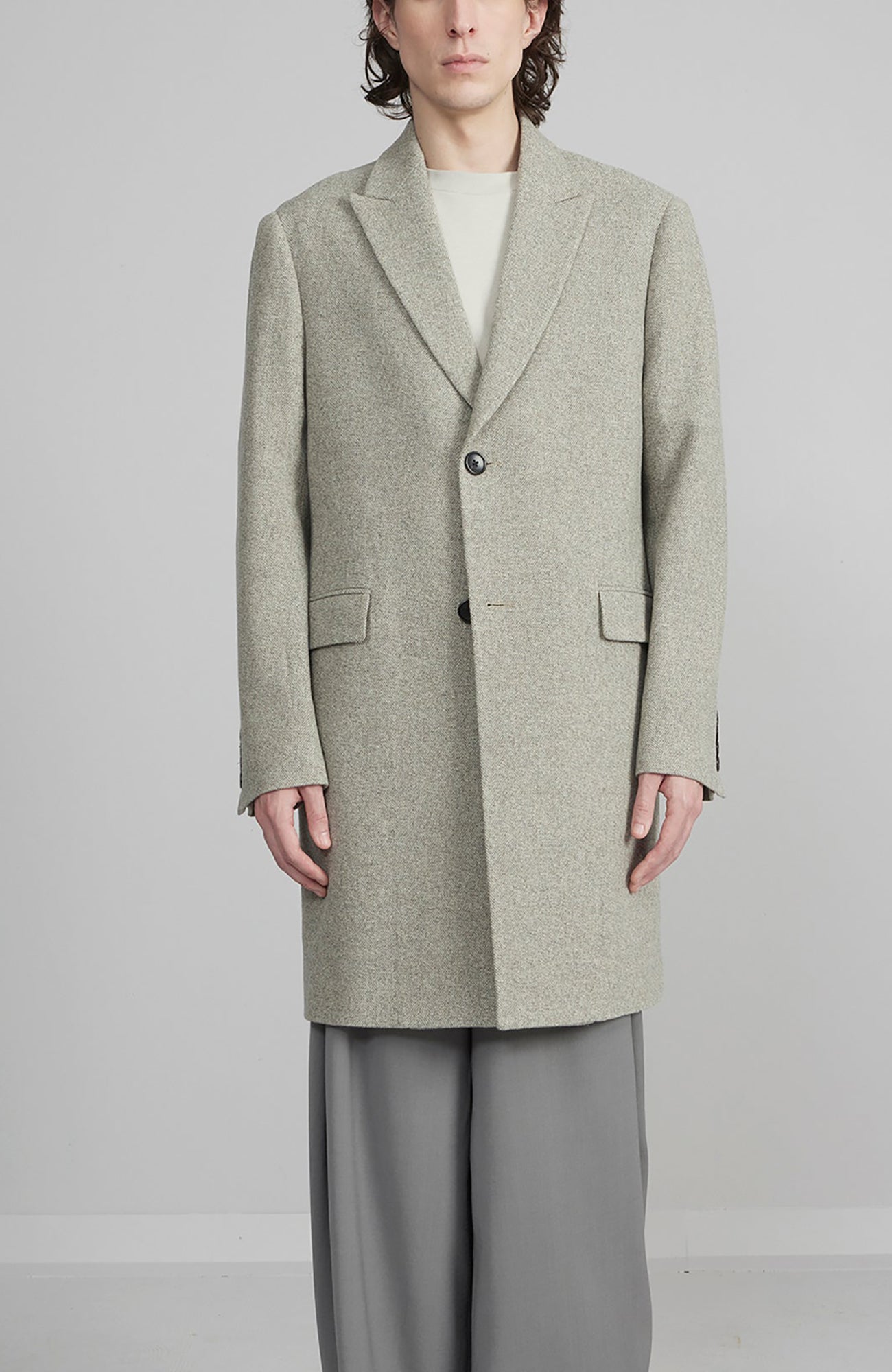 SUTTON STONE HERRINGBONE WOOL & CASHMERE TOPCOAT - MENS - Cardinal of Canada - US - SUTTON STONE HERRINGBONE WOOL & CASHMERE TOPCOAT