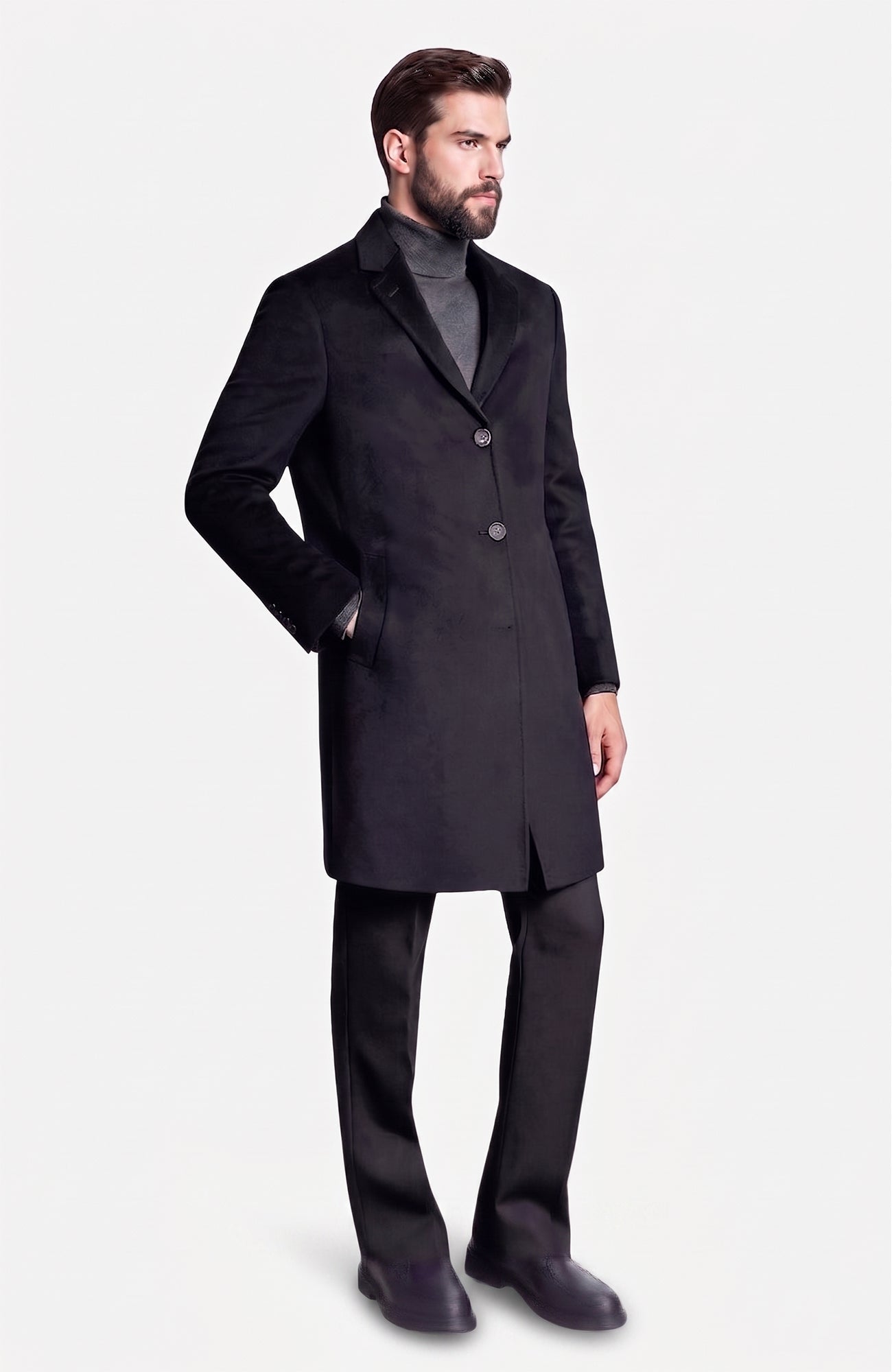 The St. Pierre Black Cashmere Topcoat - Cardinal of Canada - US - The St. Pierre Black Cashmere Topcoat